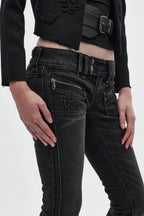 Elaina Low-Rise Bootcut in Black Wash - Rock Revival®