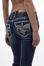 Izael Low-Rise Bootcut Jeans in Dark Blue