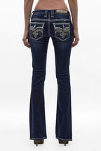 Izael Low-Rise Bootcut Jeans in Dark Blue