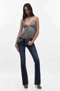 Izael Low-Rise Bootcut Jeans in Dark Blue