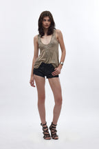 Janis Mini Denim Shorts in Black Coated - Rock Revival®