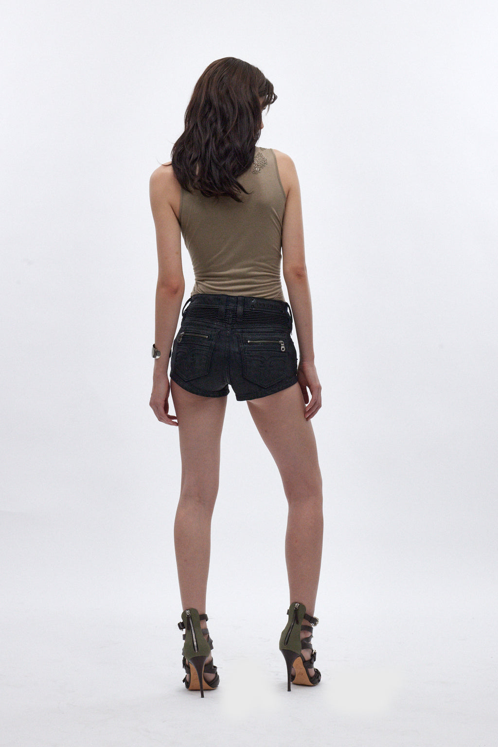 Janis Mini Denim Shorts in Black Coated - Rock Revival®