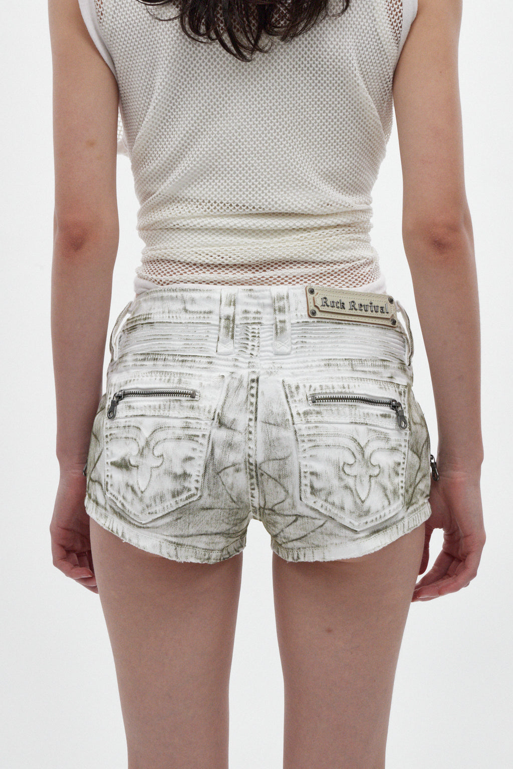 Janis Mini Denim Shorts in Coated Riot Frost - Rock Revival®