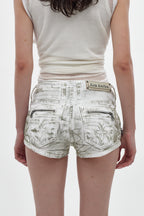 Janis Mini Denim Shorts in Coated Riot Frost - Rock Revival®