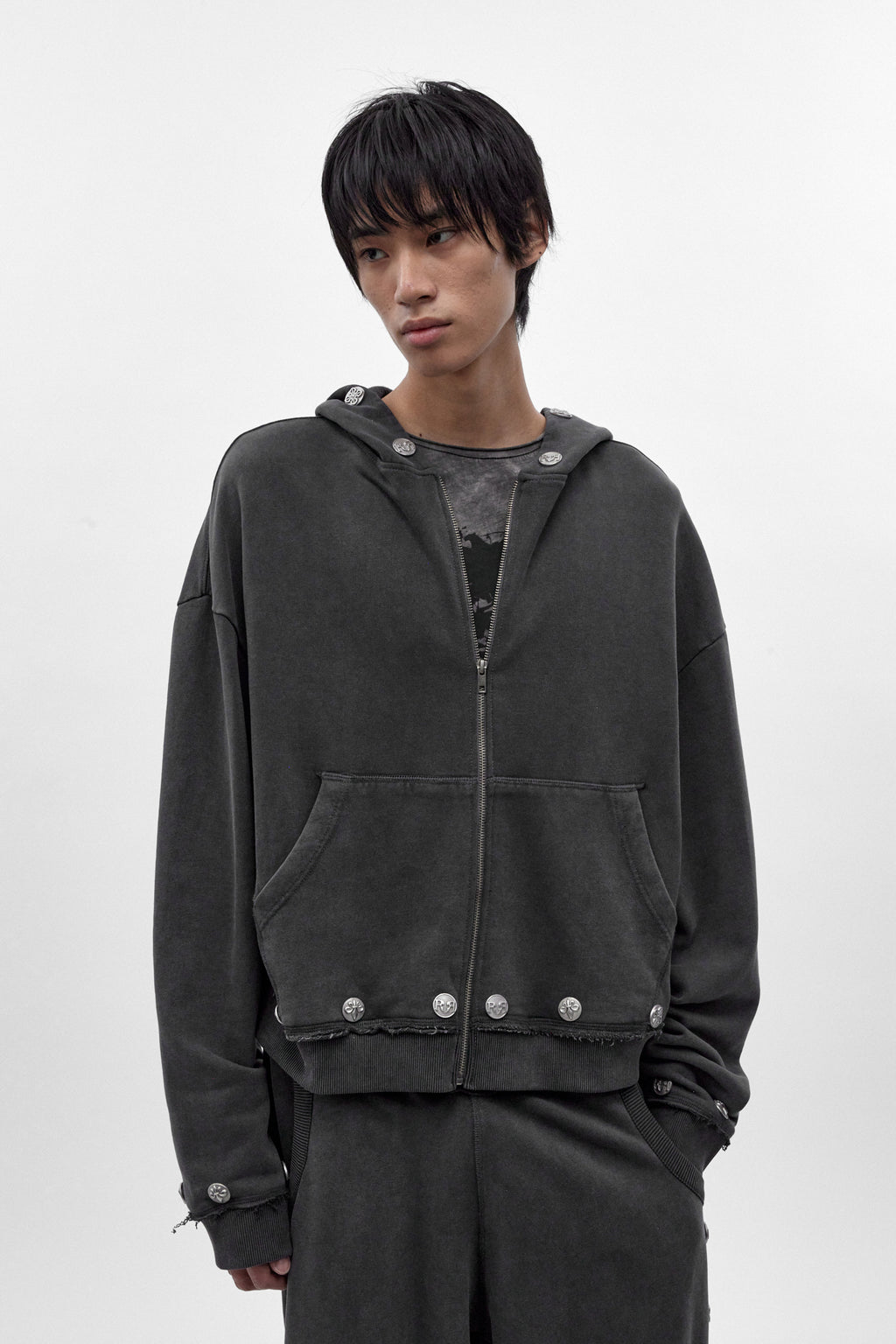 (JMH6646) Rock Revival by Jaded London Zip-up Hoodie in Dark Grey (JLxRCRV) (M) - Rock Revival®