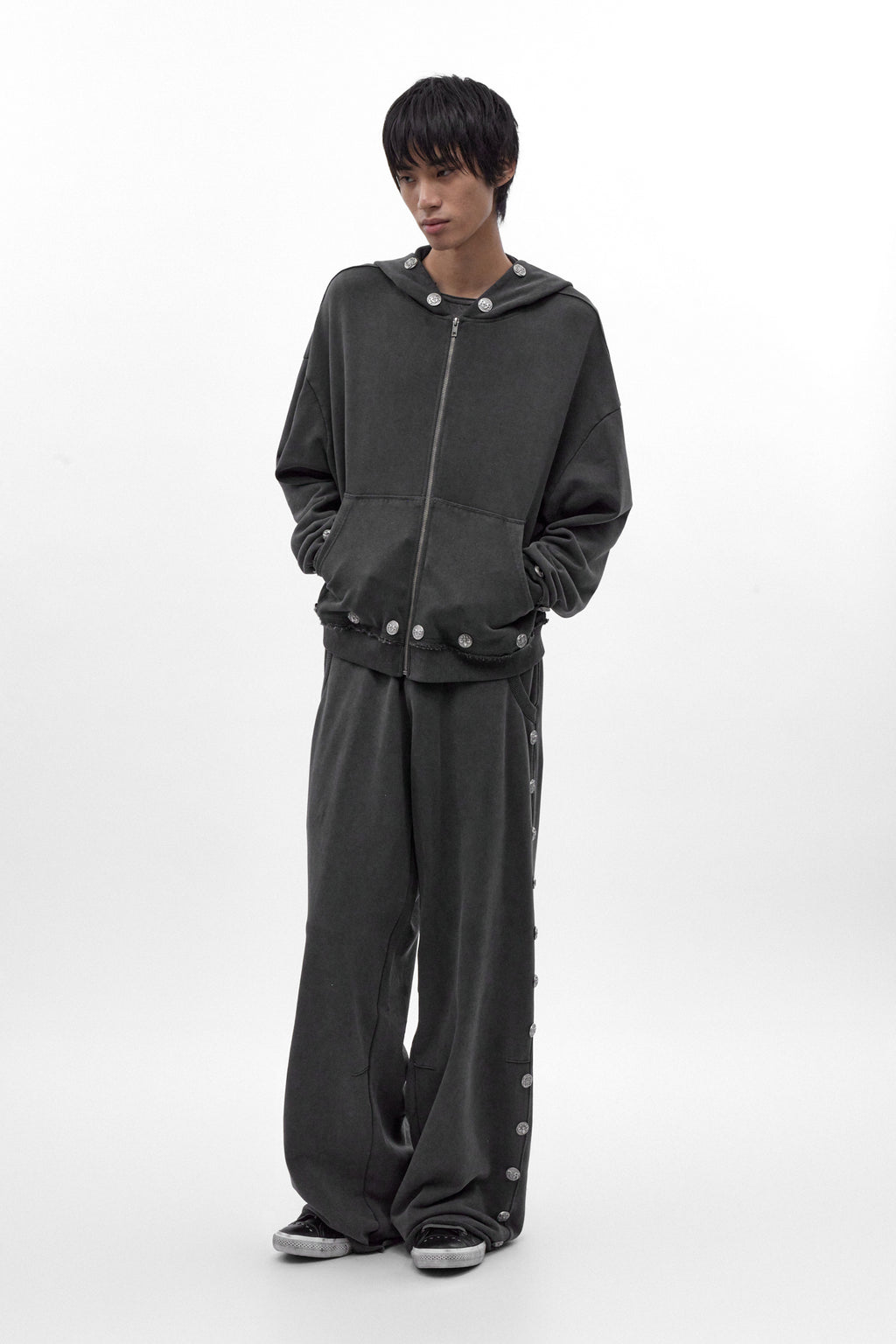 (JMH6646) Rock Revival by Jaded London Zip-up Hoodie in Dark Grey (JLxRCRV) (M) - Rock Revival®