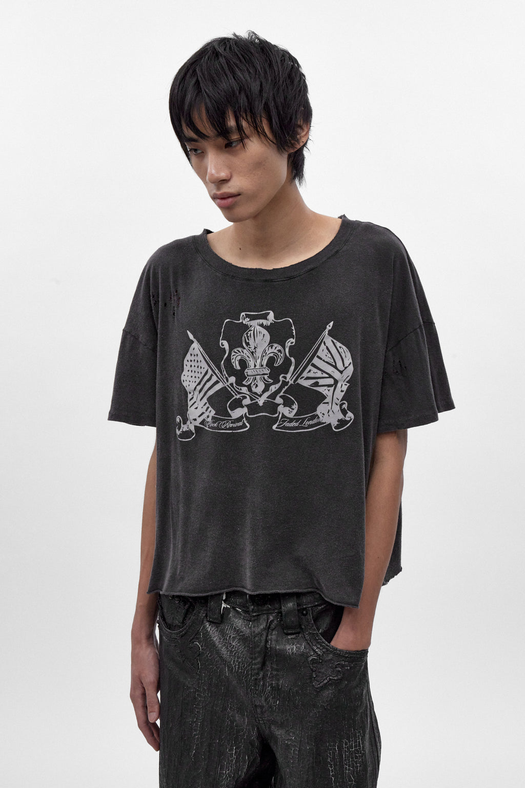 (JMT6545) Rock Revival by Jaded London Distressed Cropped T-Shirt (JLxRCRV) (M) - Rock Revival®