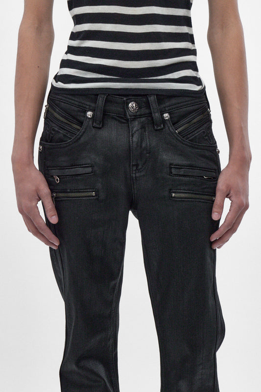 Jon Slim Flare Jeans in Black Coating - Rock Revival®