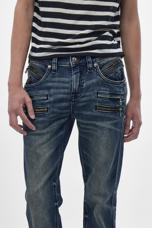 Jon Slim Flare Jeans in Dark Blue - Rock Revival®