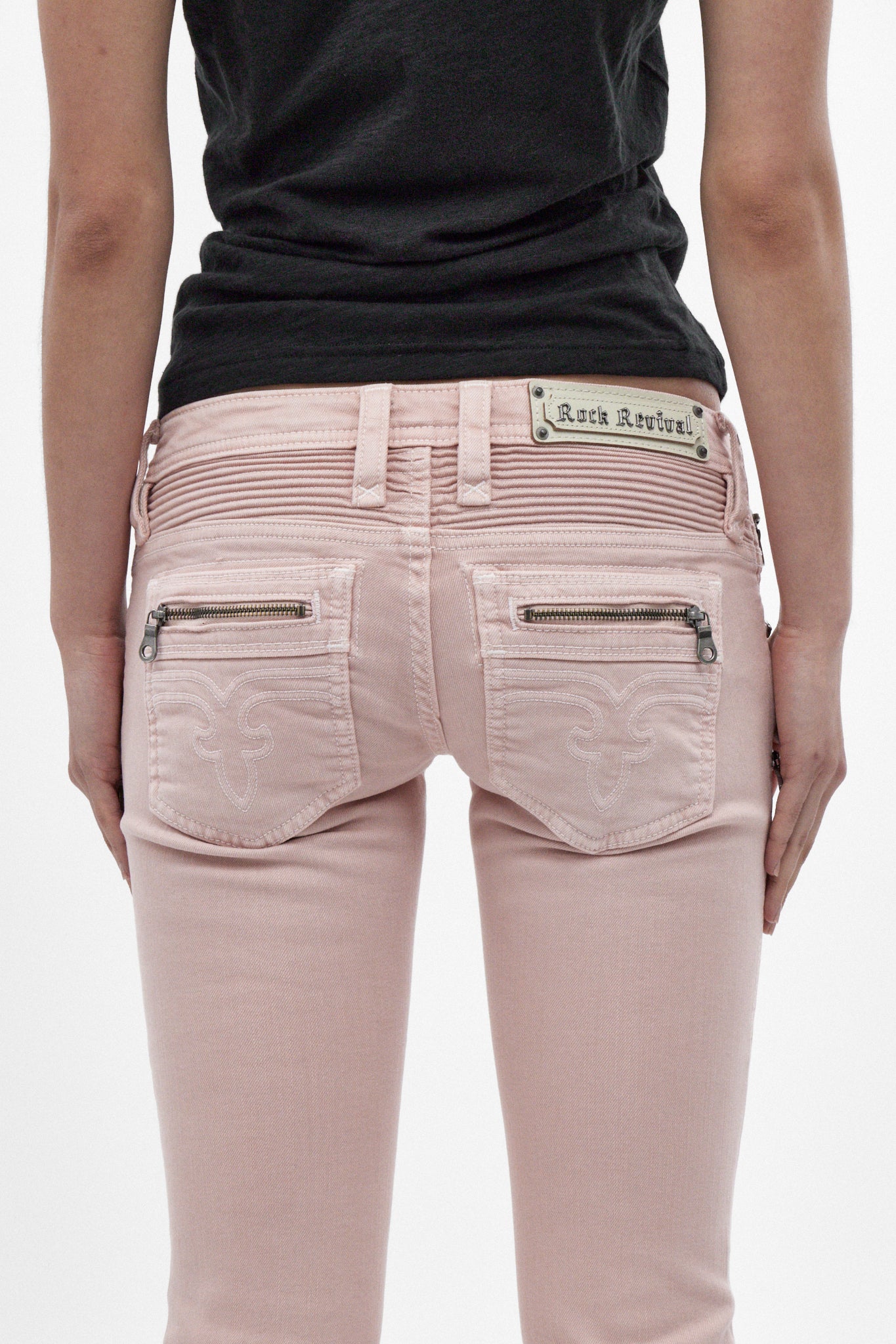 Joplin Super Low-Rise Flare in Dusty Pink - Rock Revival®