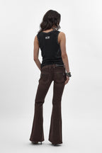 Joplin Super Low-Rise Flare in Brown - Rock Revival®