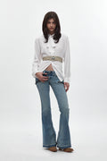Joplin Super Low-Rise Flare Jeans in Medium Blue - Rock Revival®