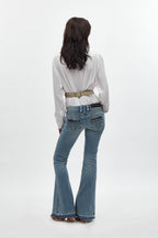 Joplin Super Low-Rise Flare Jeans in Medium Blue - Rock Revival®