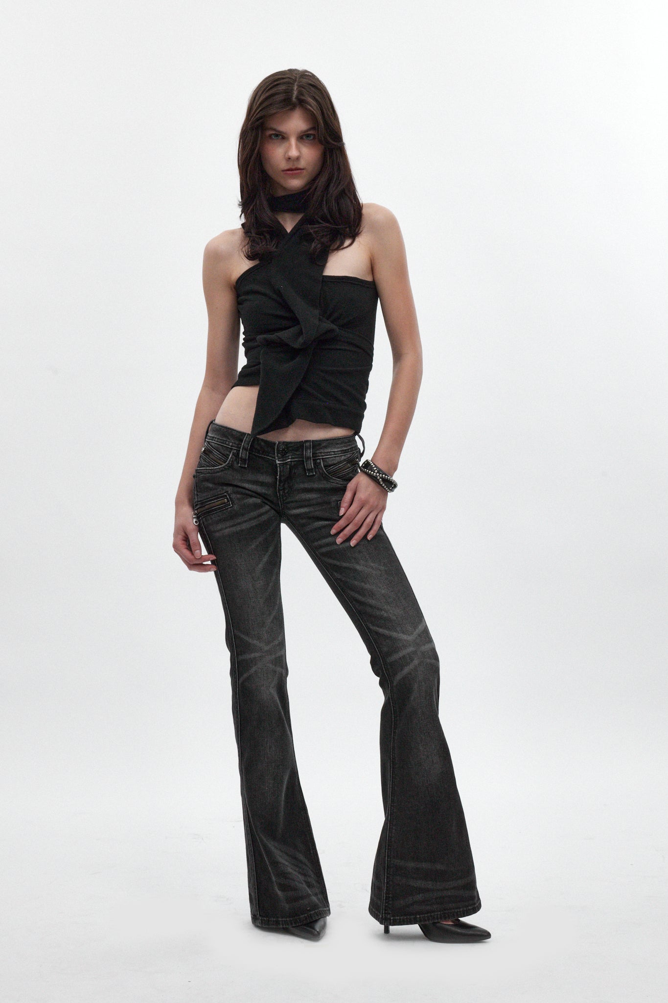パンツ Black flare jeans brrrsos Yoko swag Joplin Super Low-Rise Flare Jeans |Faded Black| Rock Revival®