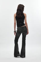 Joplin Super Low-Rise Flare Jeans in Faded Black - Rock Revival®