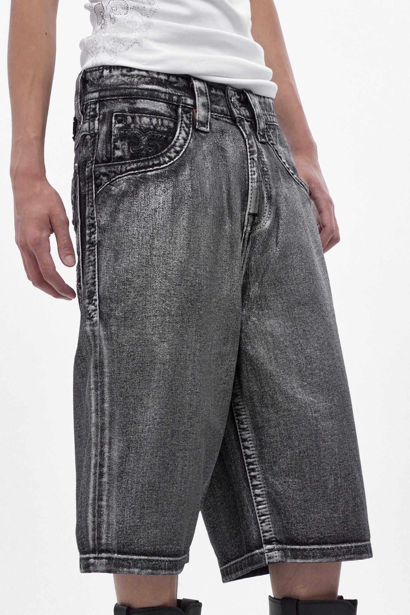 Rock Revival by Jaded London Silver Dust Shorts (M) - Rock Revival®