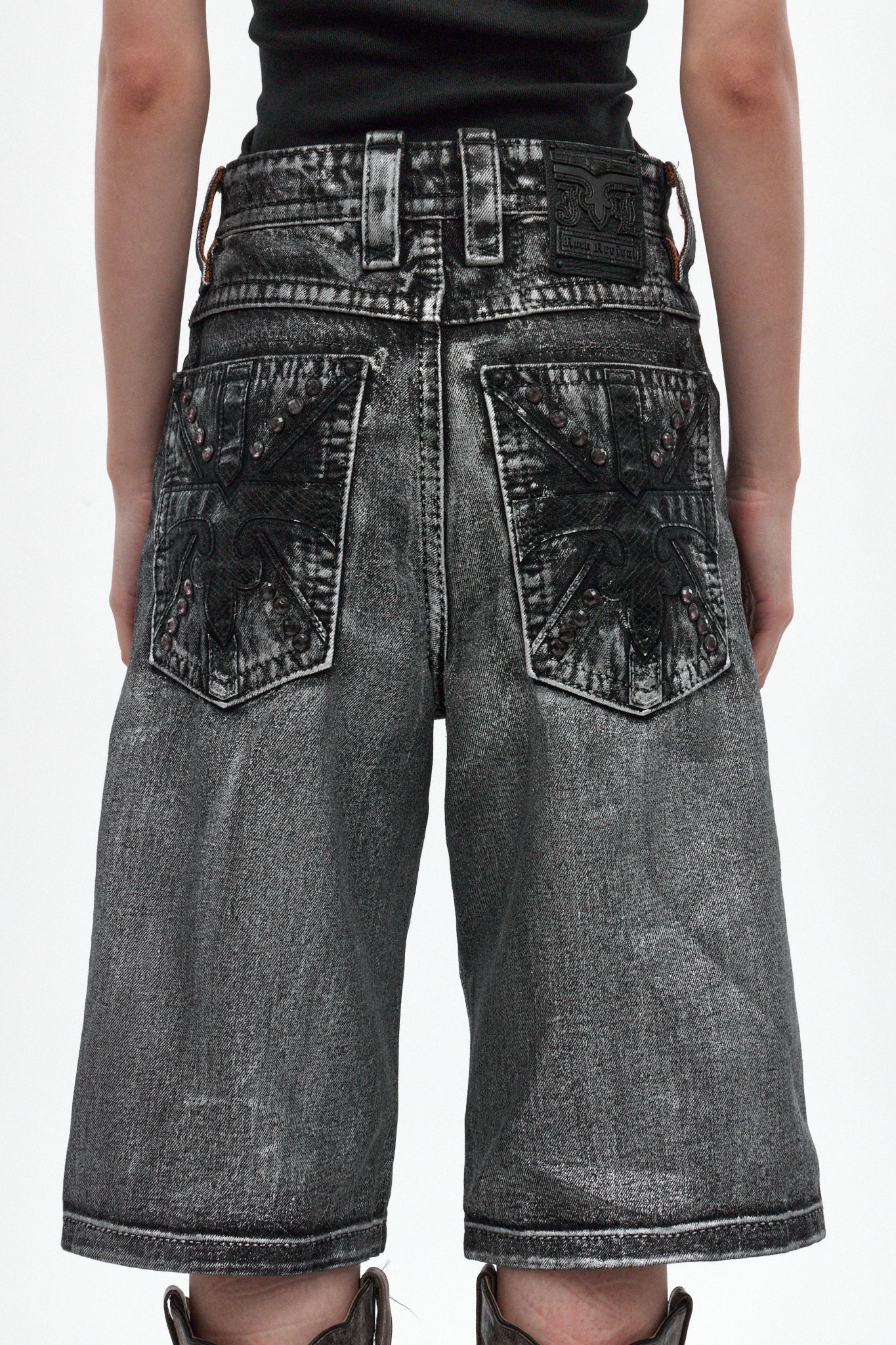 Rock Revival by Jaded London Silver Dust Shorts |Metallic Wash