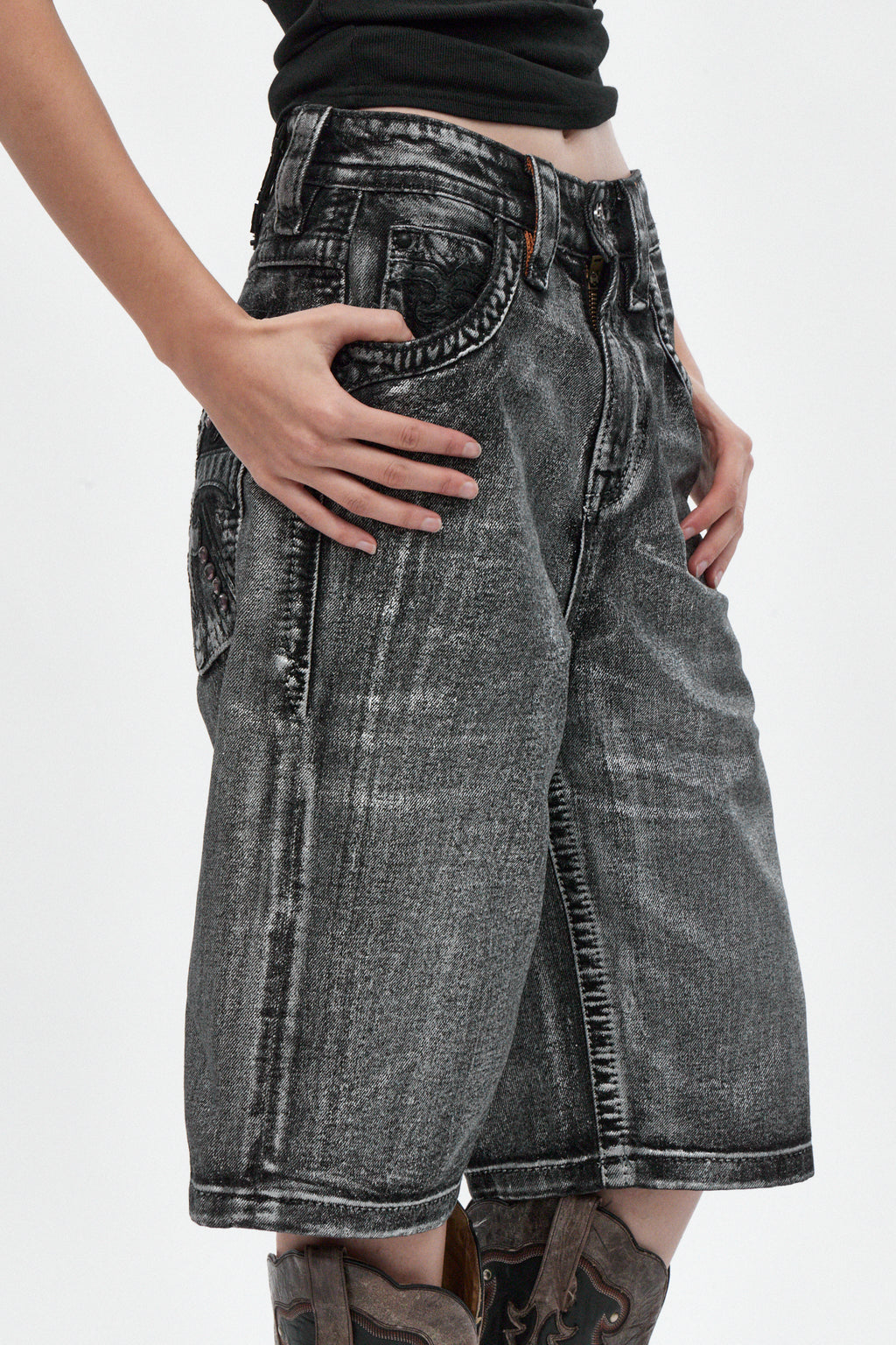 Blaze Denim Jort, by Jaded London - Rock Revival®