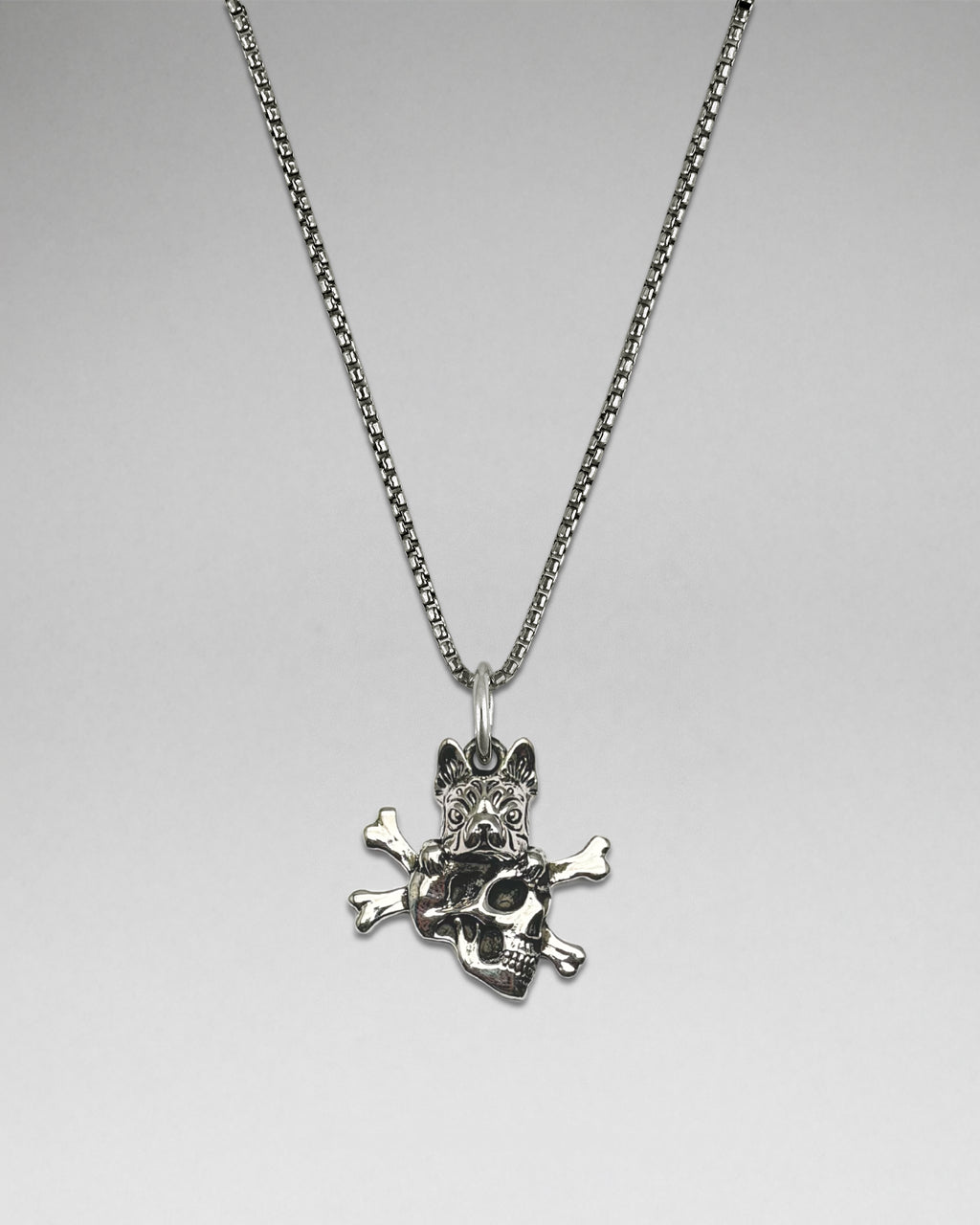 Frenchie Skull & Crossbones Pendant Necklace