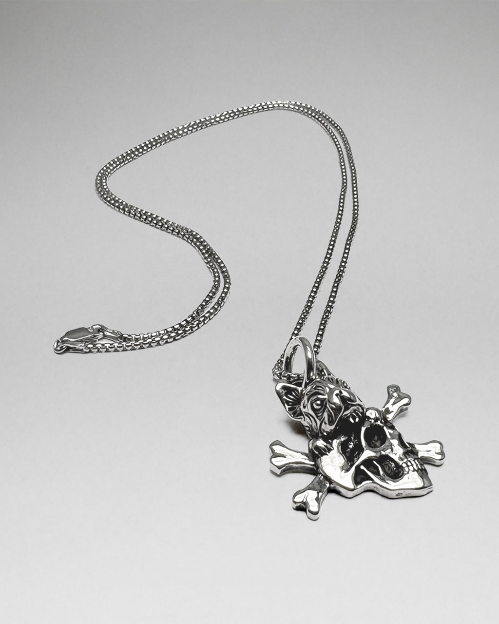 Frenchie Skull & Crossbones Pendant Necklace