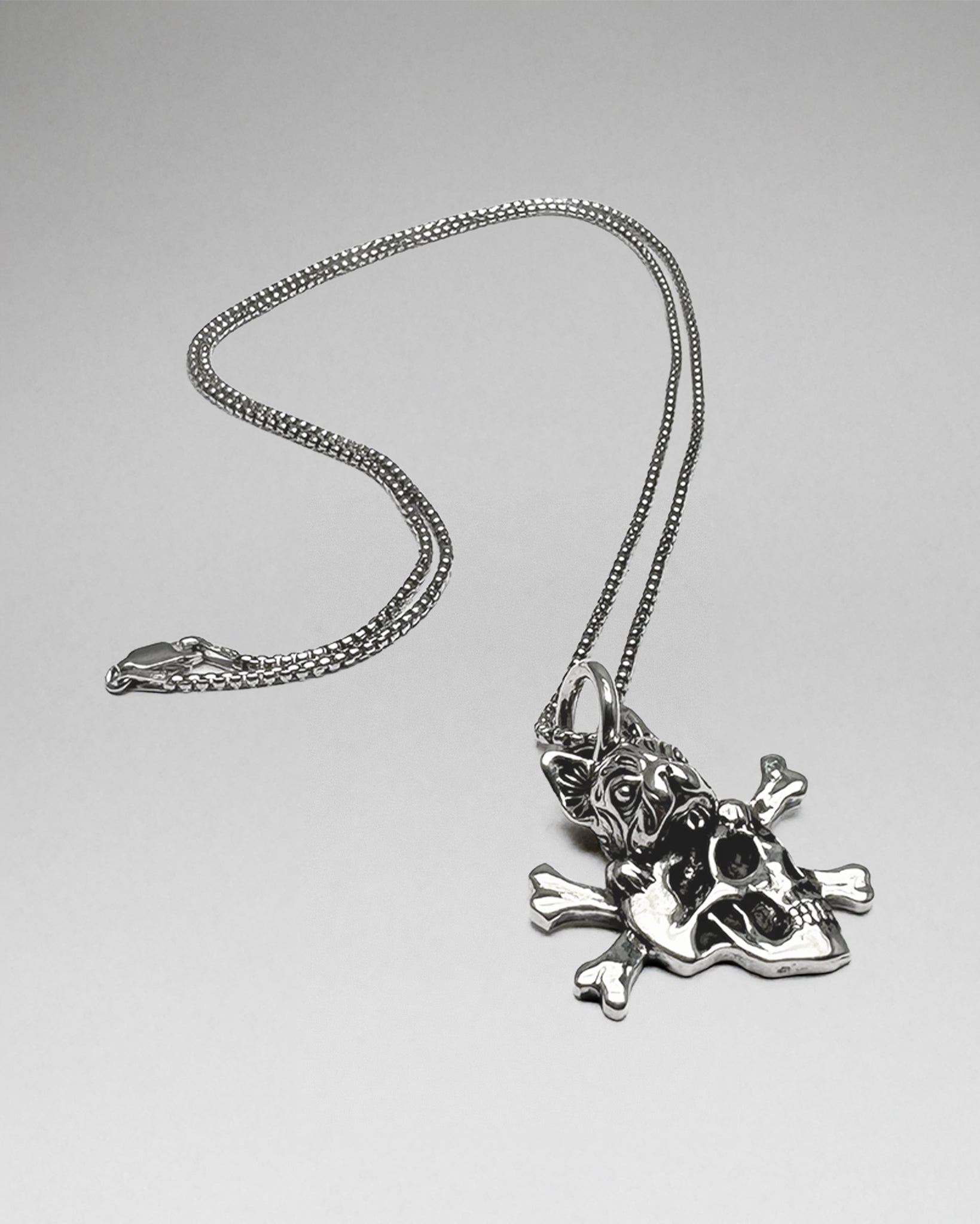 Frenchie Skull & Crossbones Pendant Necklace