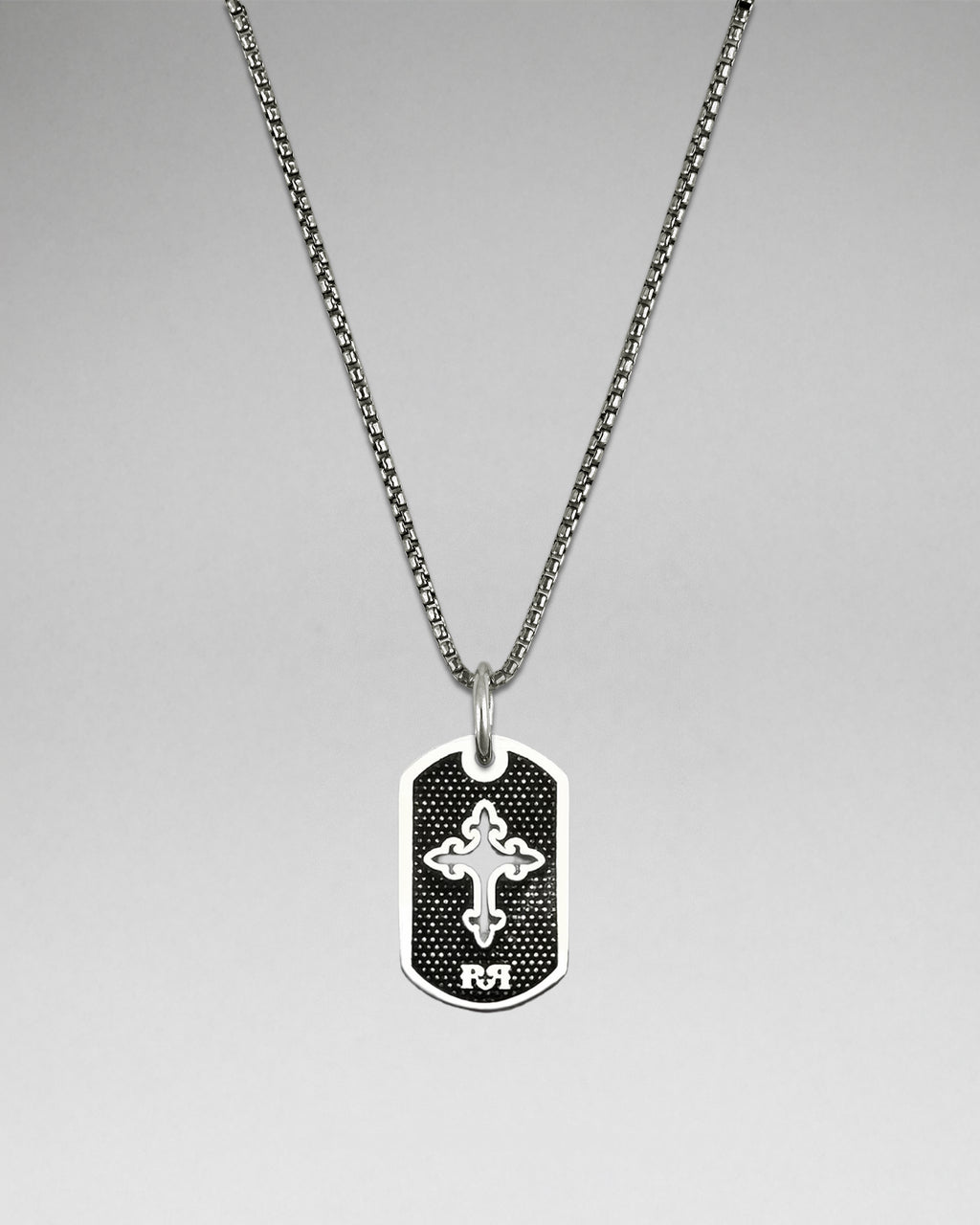 Fleur De Lis Cross Dog Tag Necklace