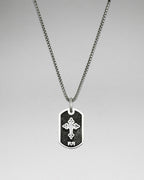 Fleur De Lis Cross Dog Tag Necklace