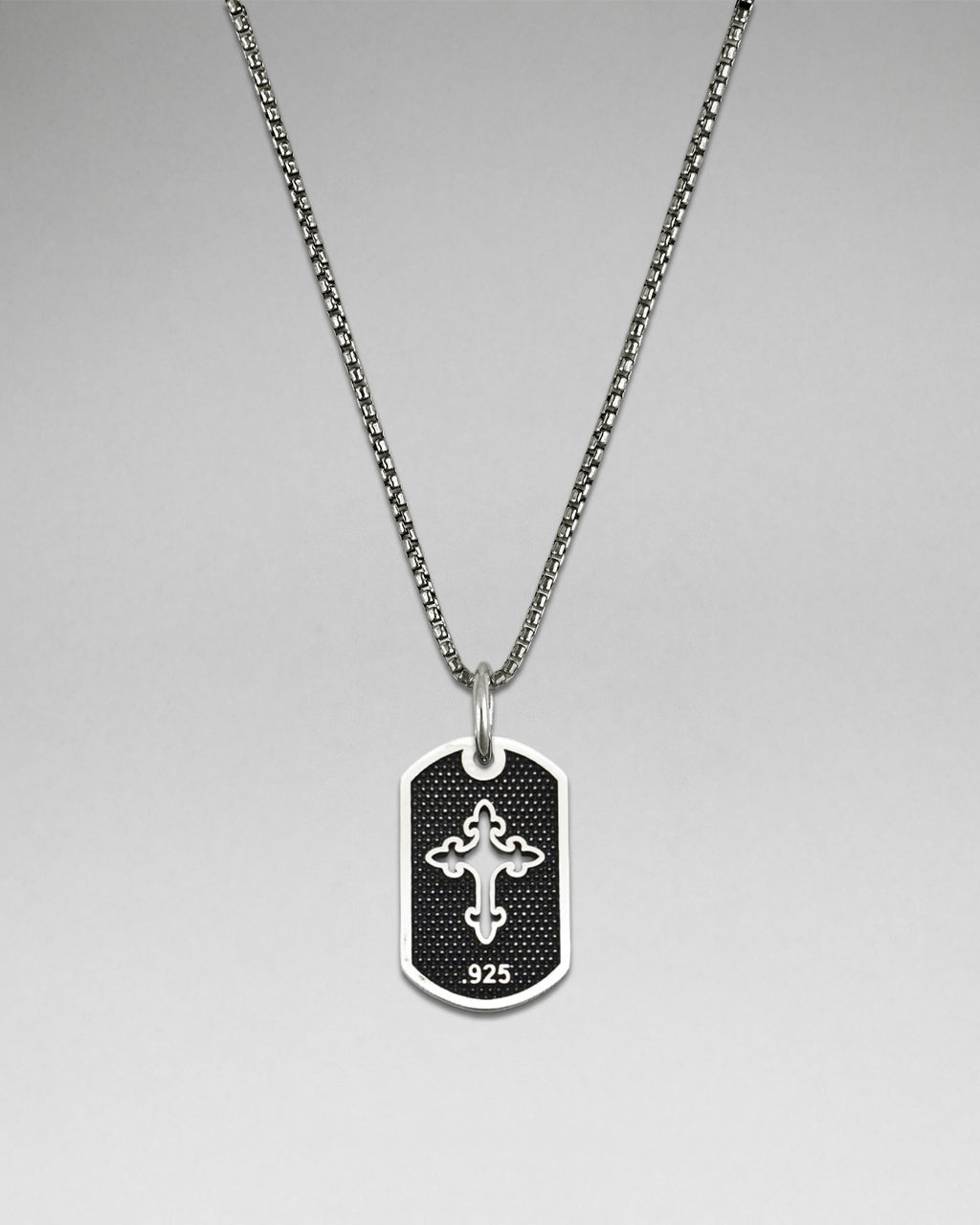 Fleur De Lis Cross Dog Tag Necklace