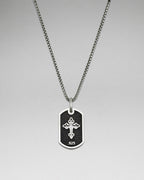 Fleur De Lis Cross Dog Tag Necklace