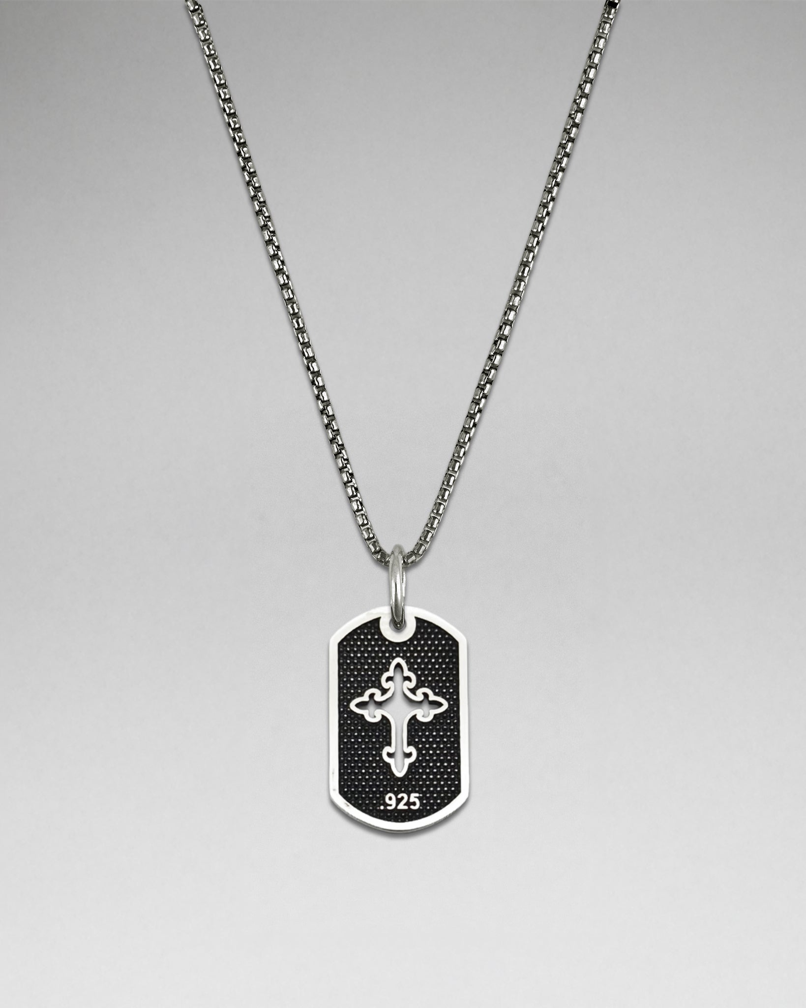 Fleur De Lis Cross Dog Tag Necklace