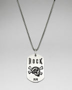 Rock Skull & Crossbones Dog Tag Necklace