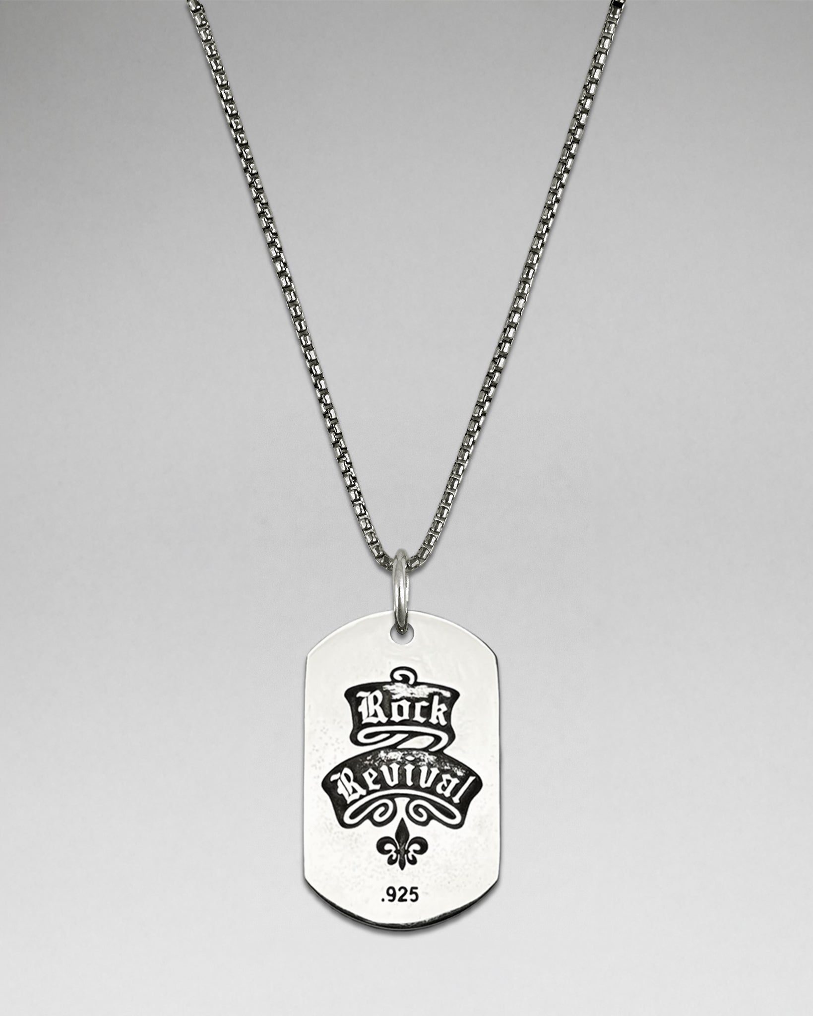 Rock Skull & Crossbones Dog Tag Necklace