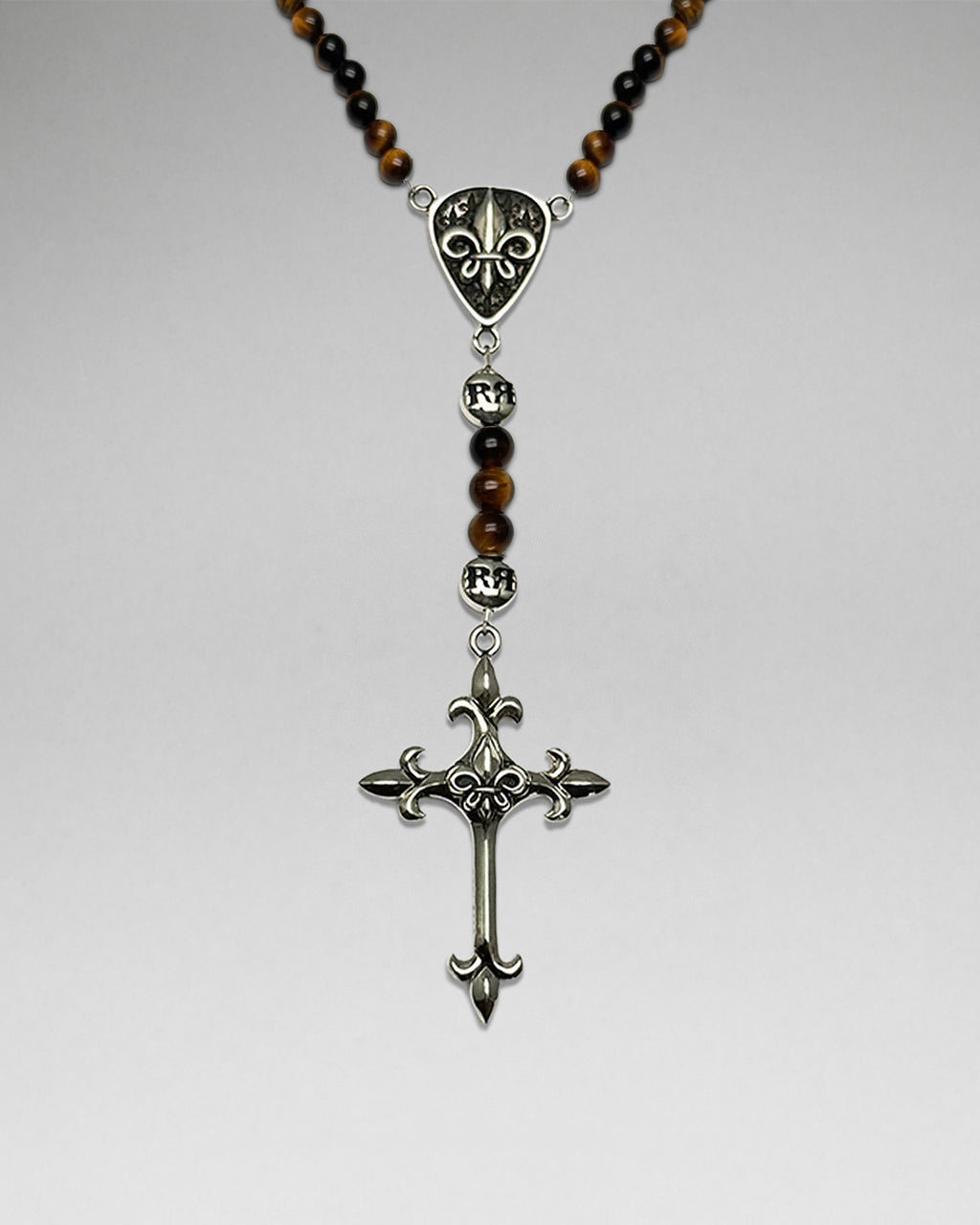 Brown Tiger Eye Rosary w/ FDL Cross