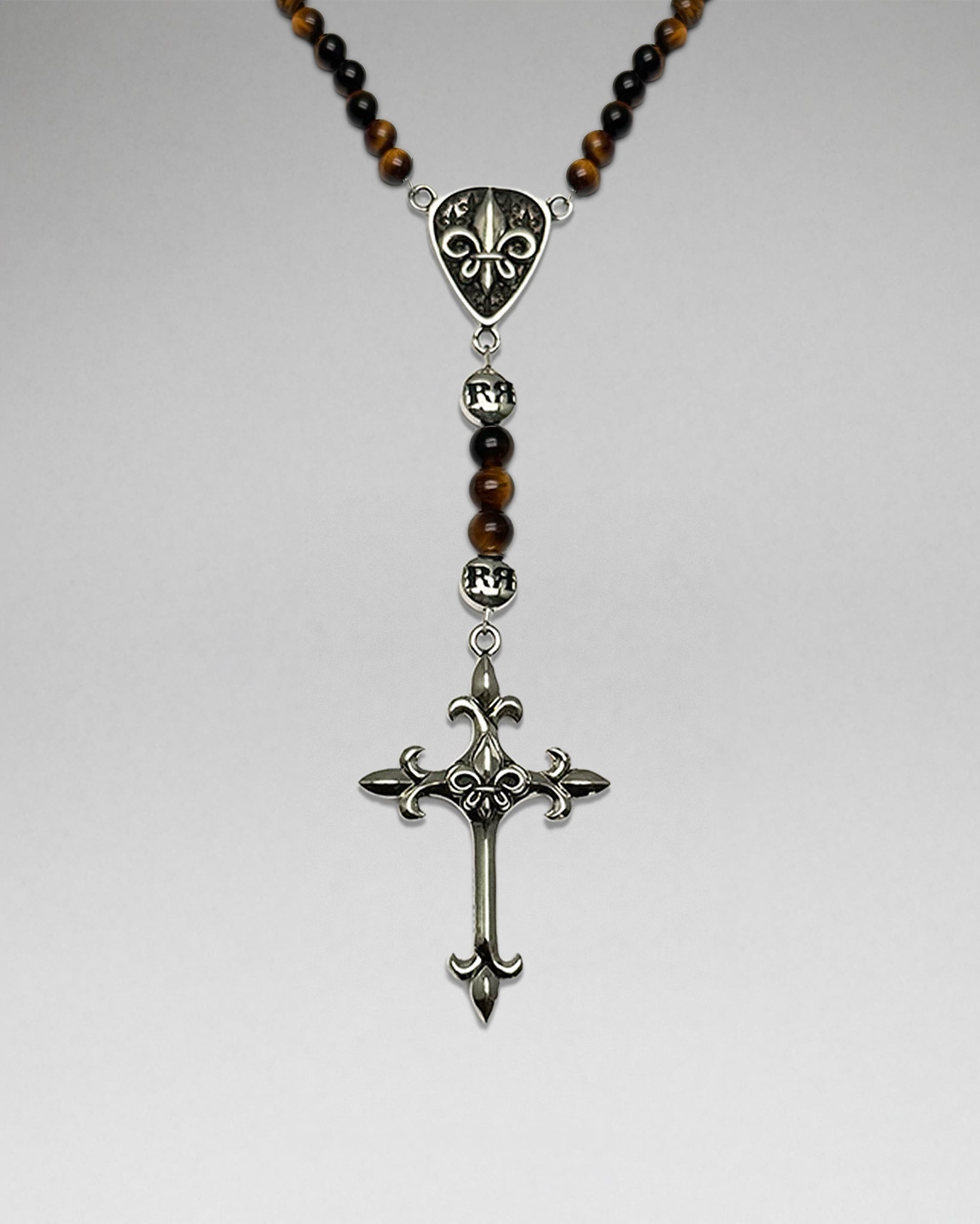 Brown Tiger Eye Rosary w/ FDL Cross