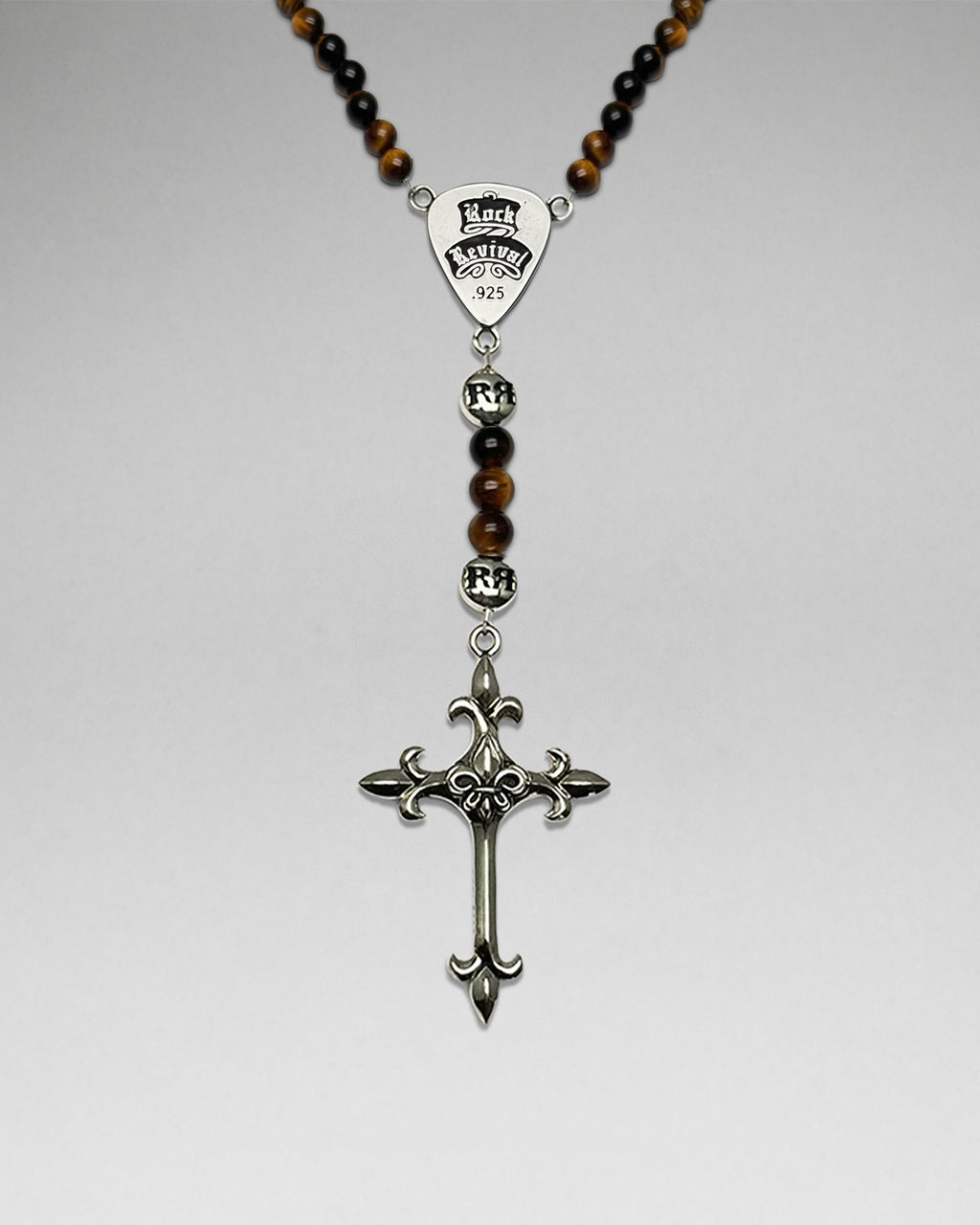 Brown Tiger Eye Rosary w/ FDL Cross
