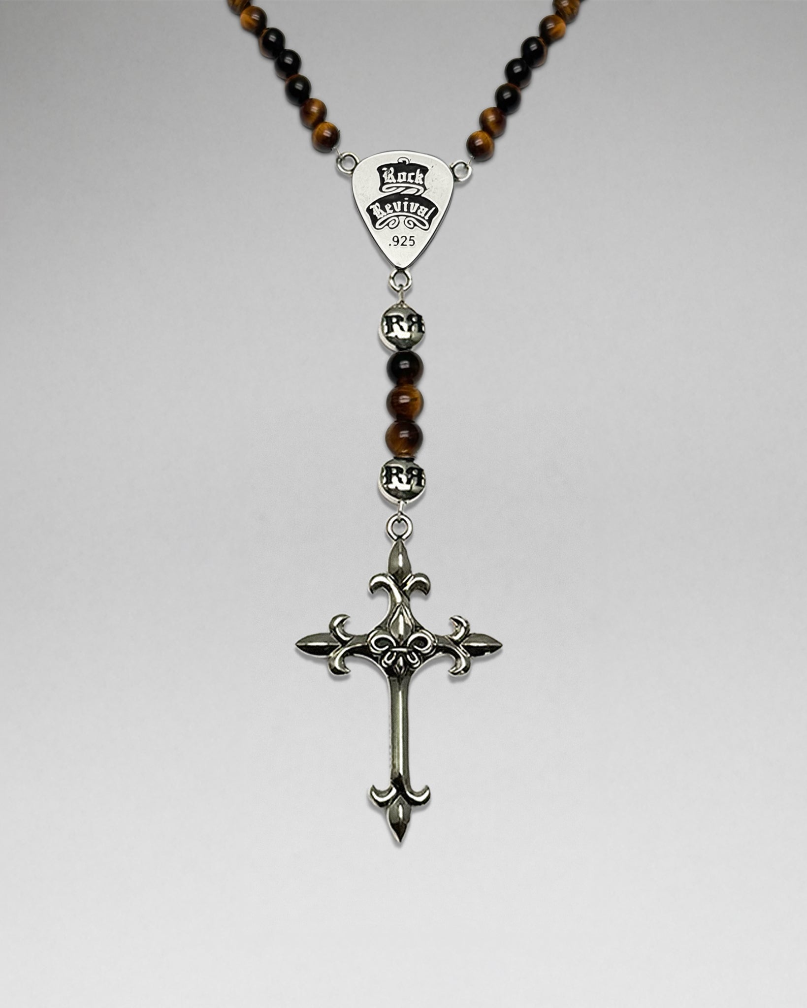 Brown Tiger Eye Rosary w/ FDL Cross
