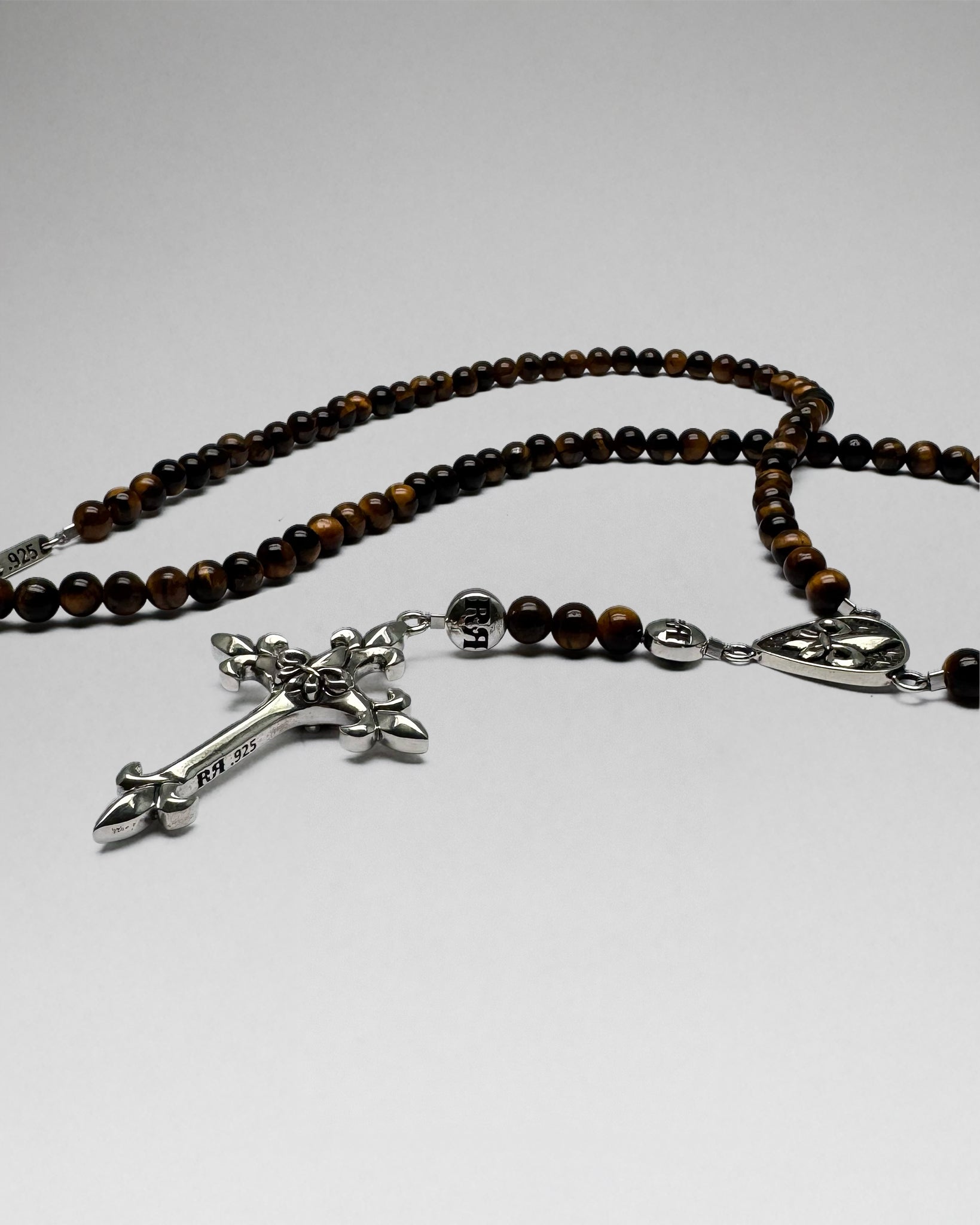 Brown Tiger Eye Rosary w/ FDL Cross
