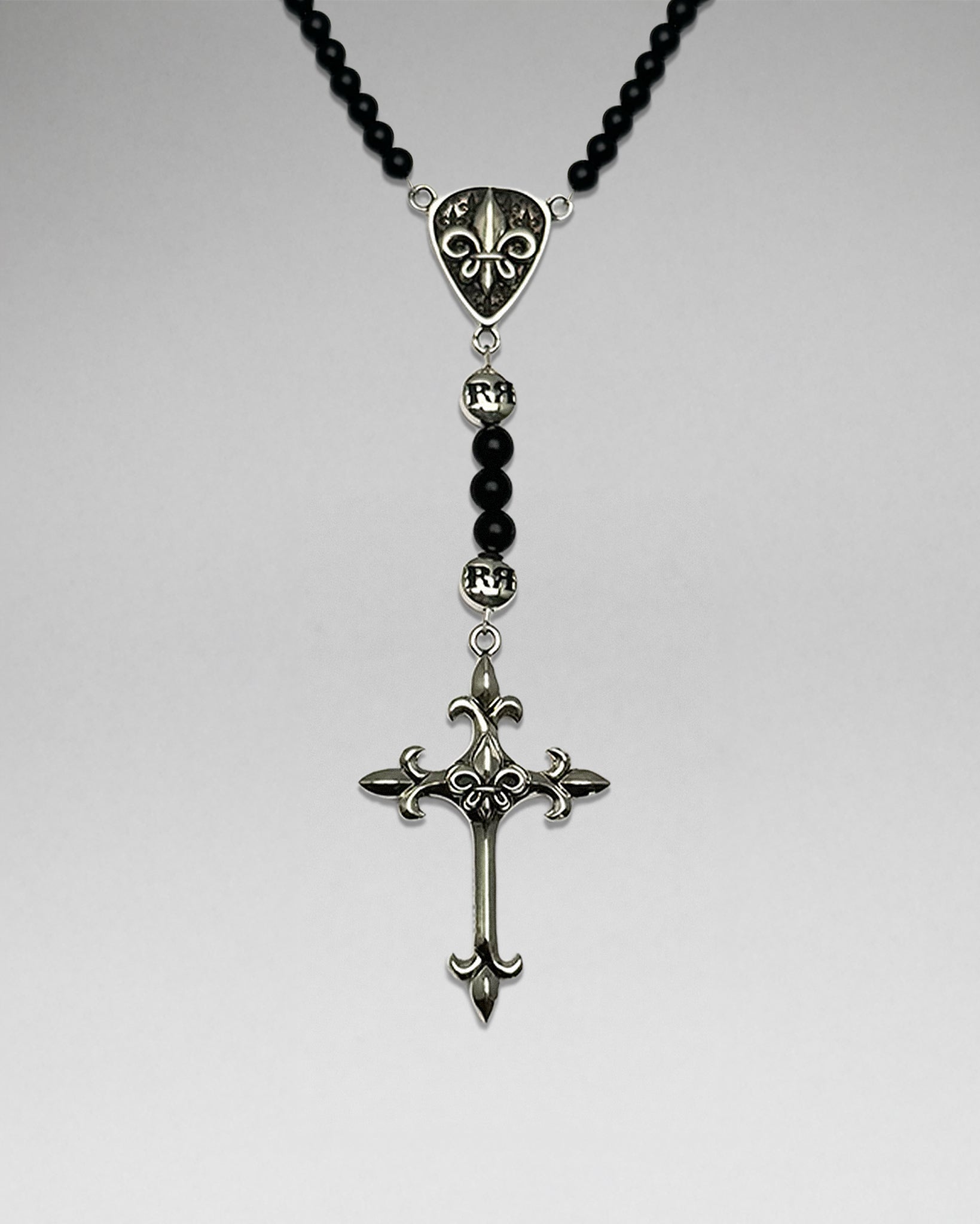 Onyx Rosary w/ FDL Cross
