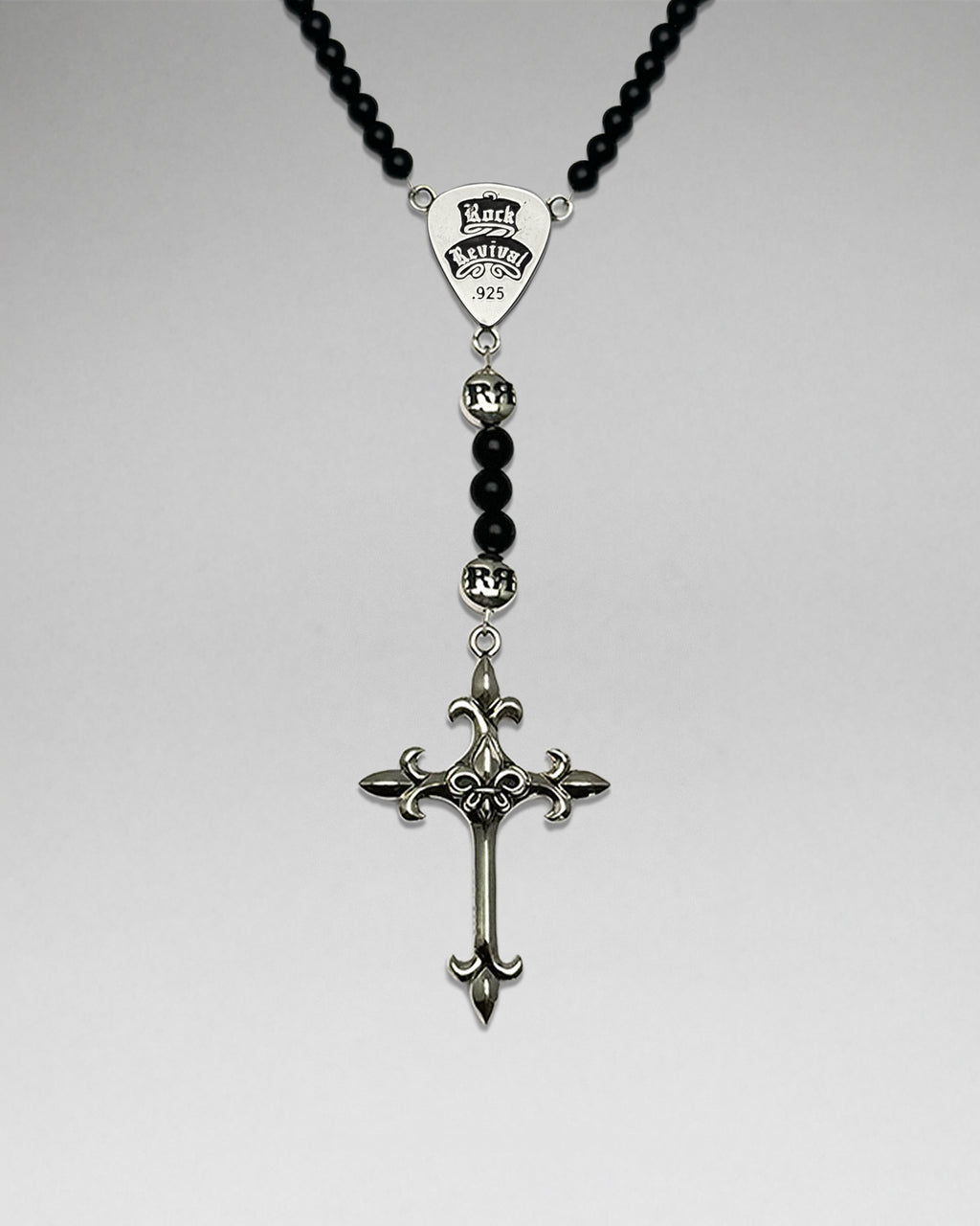 Onyx Rosary w/ FDL Cross