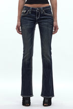 Kaeli Low-Rise Bootcut Jeans in Dark Blue