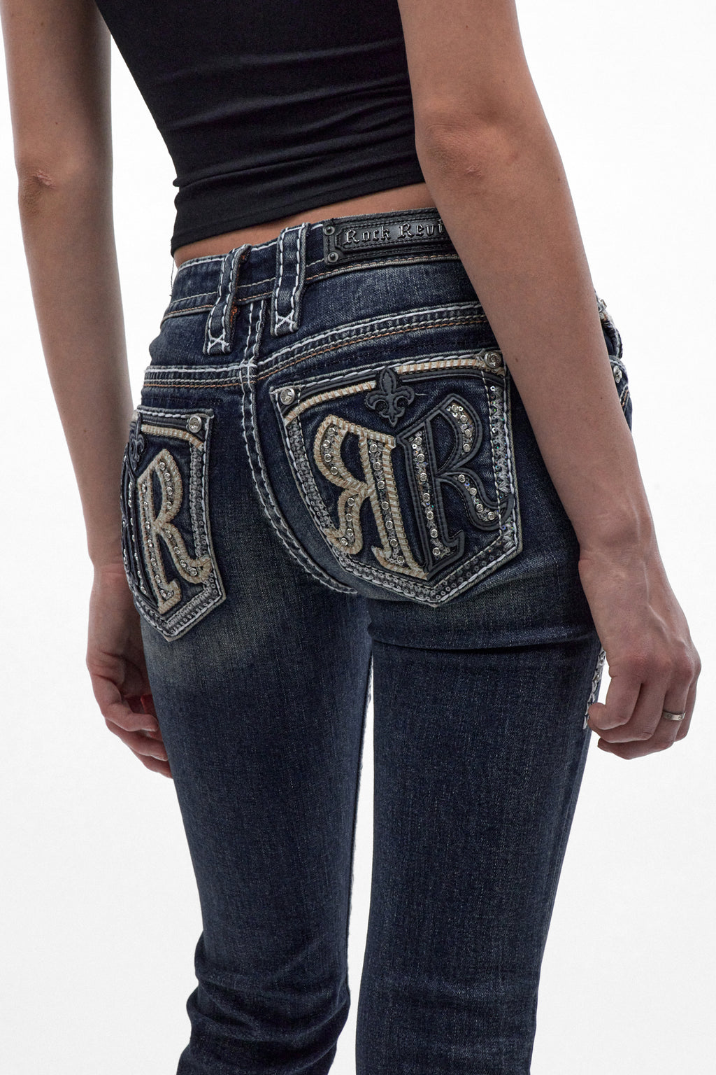 Kaeli Low-Rise Bootcut Jeans in Dark Blue