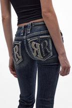 Kaeli Low-Rise Bootcut Jeans in Dark Blue