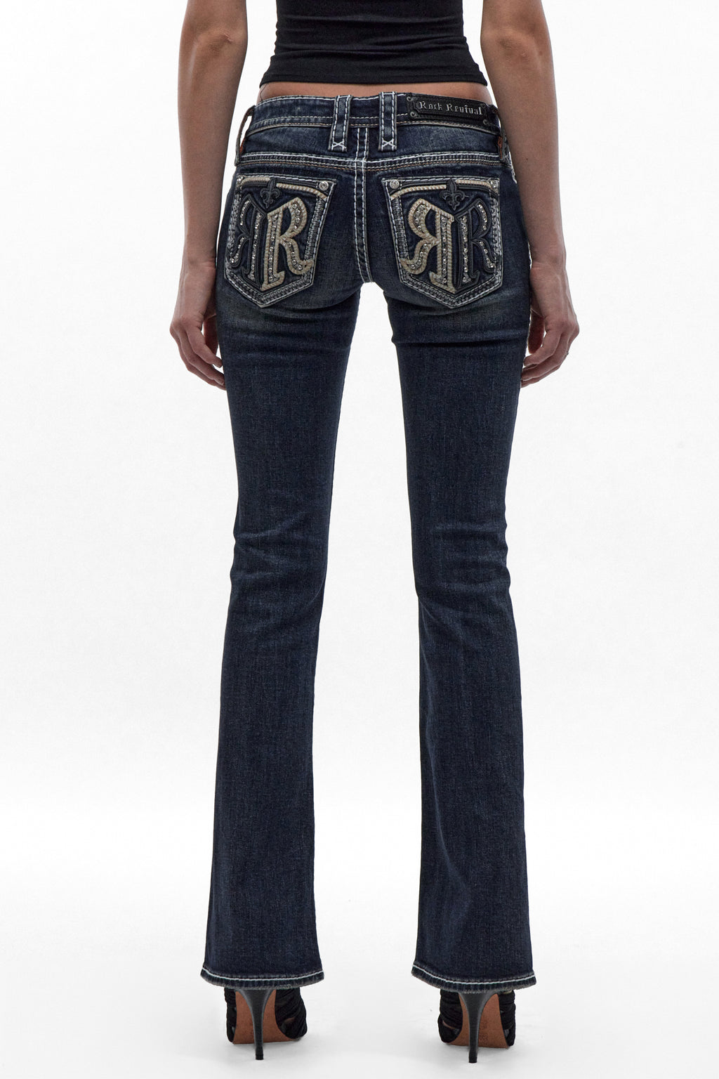 Kaeli Low-Rise Bootcut Jeans in Dark Blue