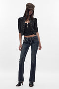 Kaeli Low-Rise Bootcut Jeans in Dark Blue