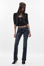 Kaeli Low-Rise Bootcut Jeans in Dark Blue