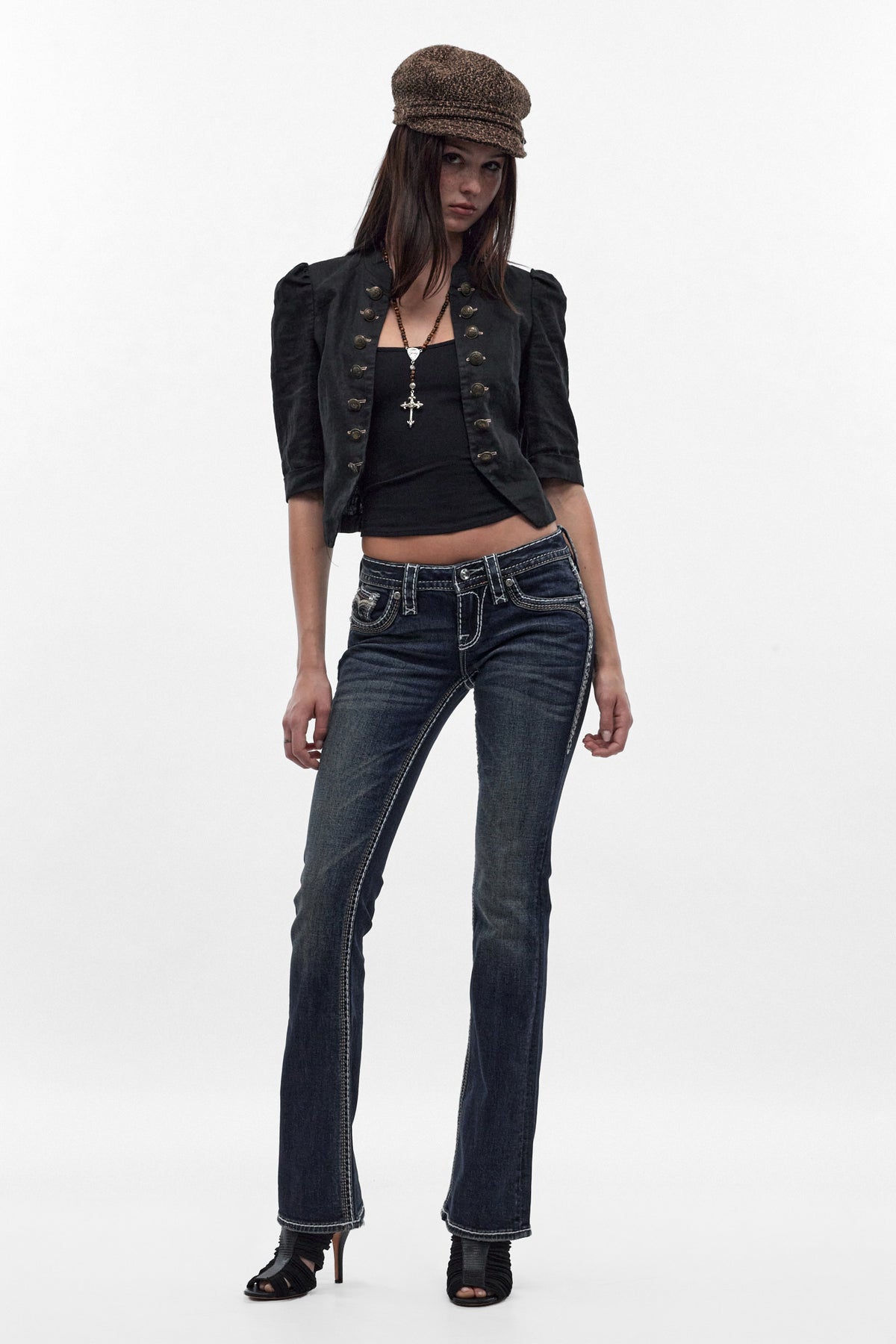 Kaeli Low-Rise Bootcut Jeans in Dark Blue