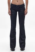 Kamil Super Low-Rise Moto Bootcut Jeans