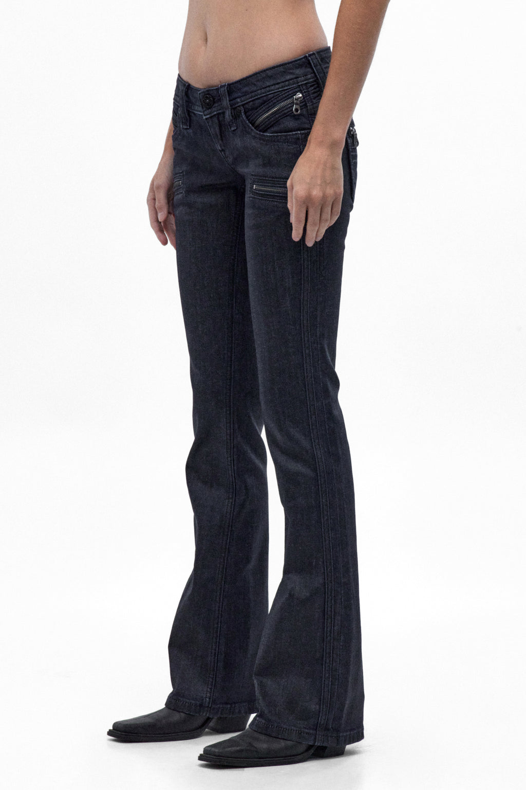 Kamil Super Low-Rise Moto Bootcut Jeans