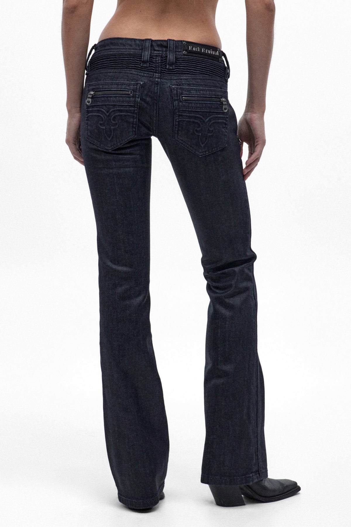 Kamil Super Low-Rise Moto Bootcut Jeans