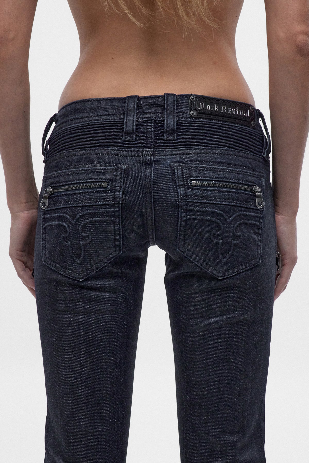 Kamil Super Low-Rise Moto Bootcut Jeans